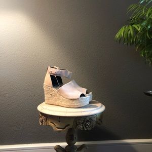Dolce Vita straw wedge espadrille sandal in blush